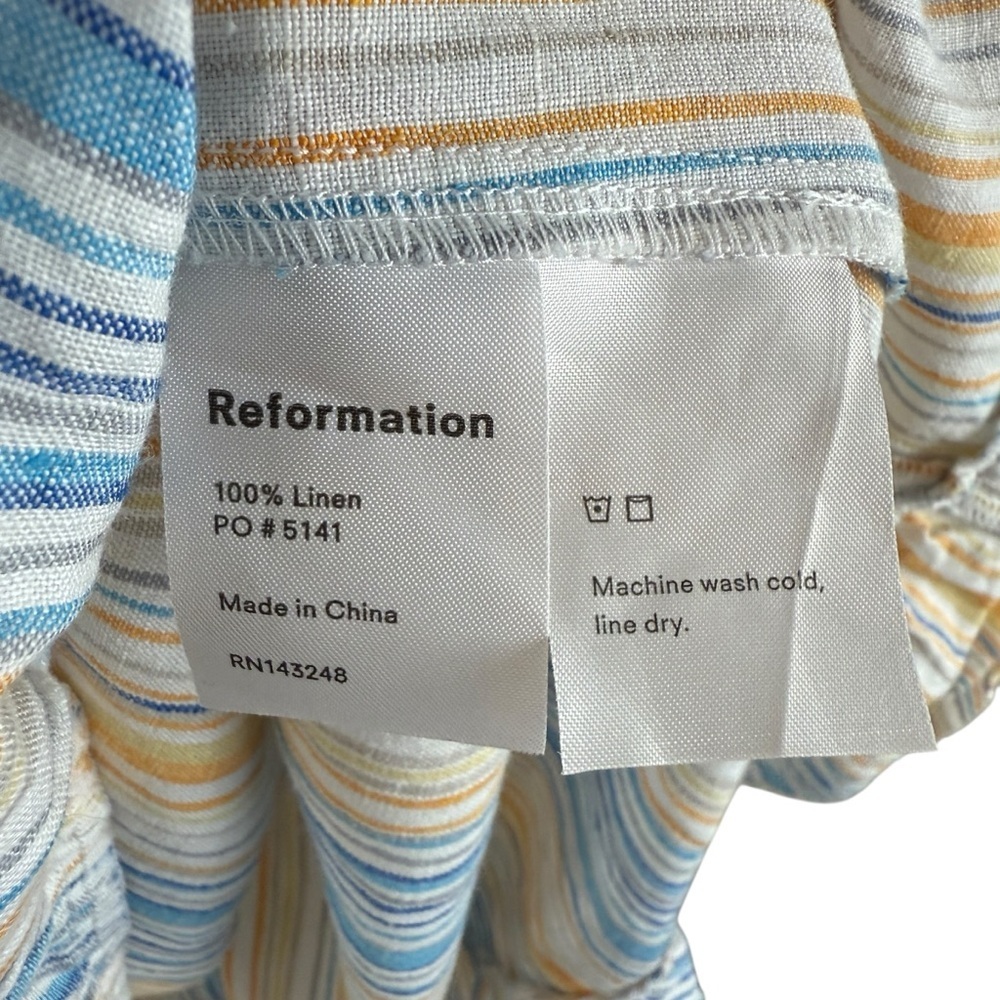 Reformation Marbella Bermuda Smocked 100% Linen Midi Dress Size M - Picture 9 of 9